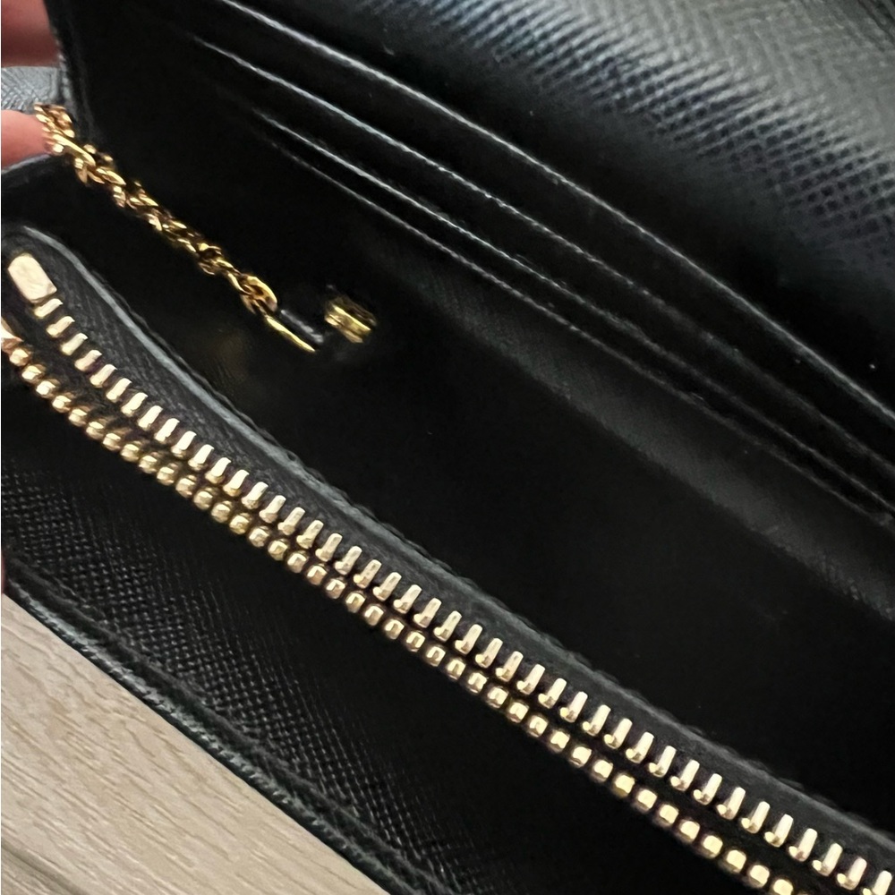 PRADA Black Diagramme Saffiano Fiocco Leather Wallet and Card Holder with box - Picture 4 of 12